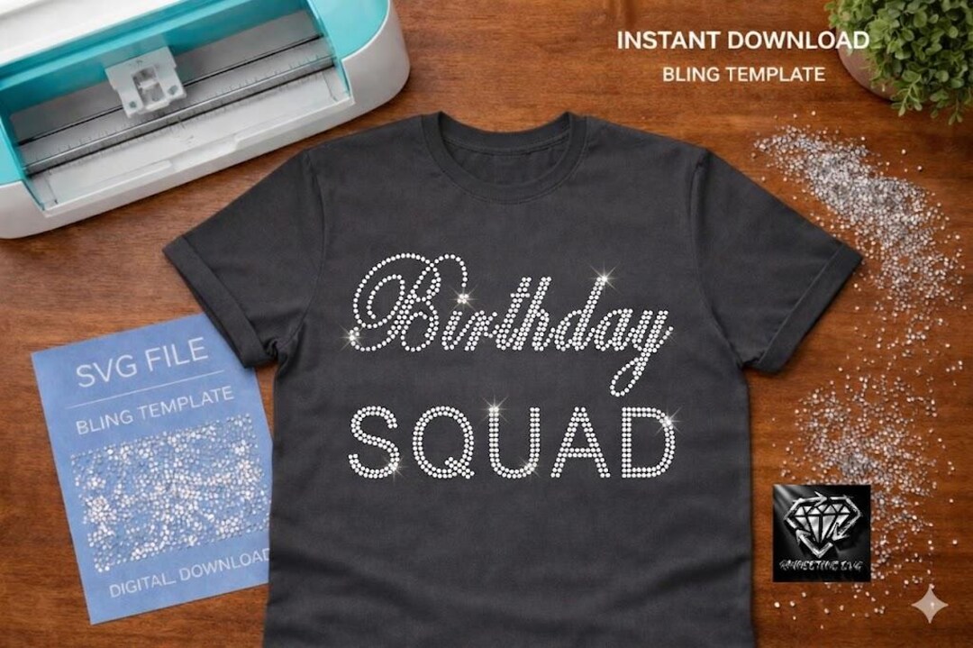 Rhinestone Digital Template for Birthday Squad SS10 Stones - Etsy