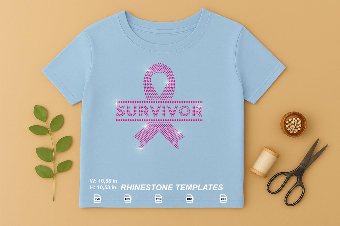 Cancer Ribbon Rhinestone Pink Ribbon Survivor Rhinestone Template • Breast Cancer Awareness ...