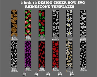 Cheer Bow Rhinestone SVG Bundle, V Tail Hair Bow Templates for Cricut