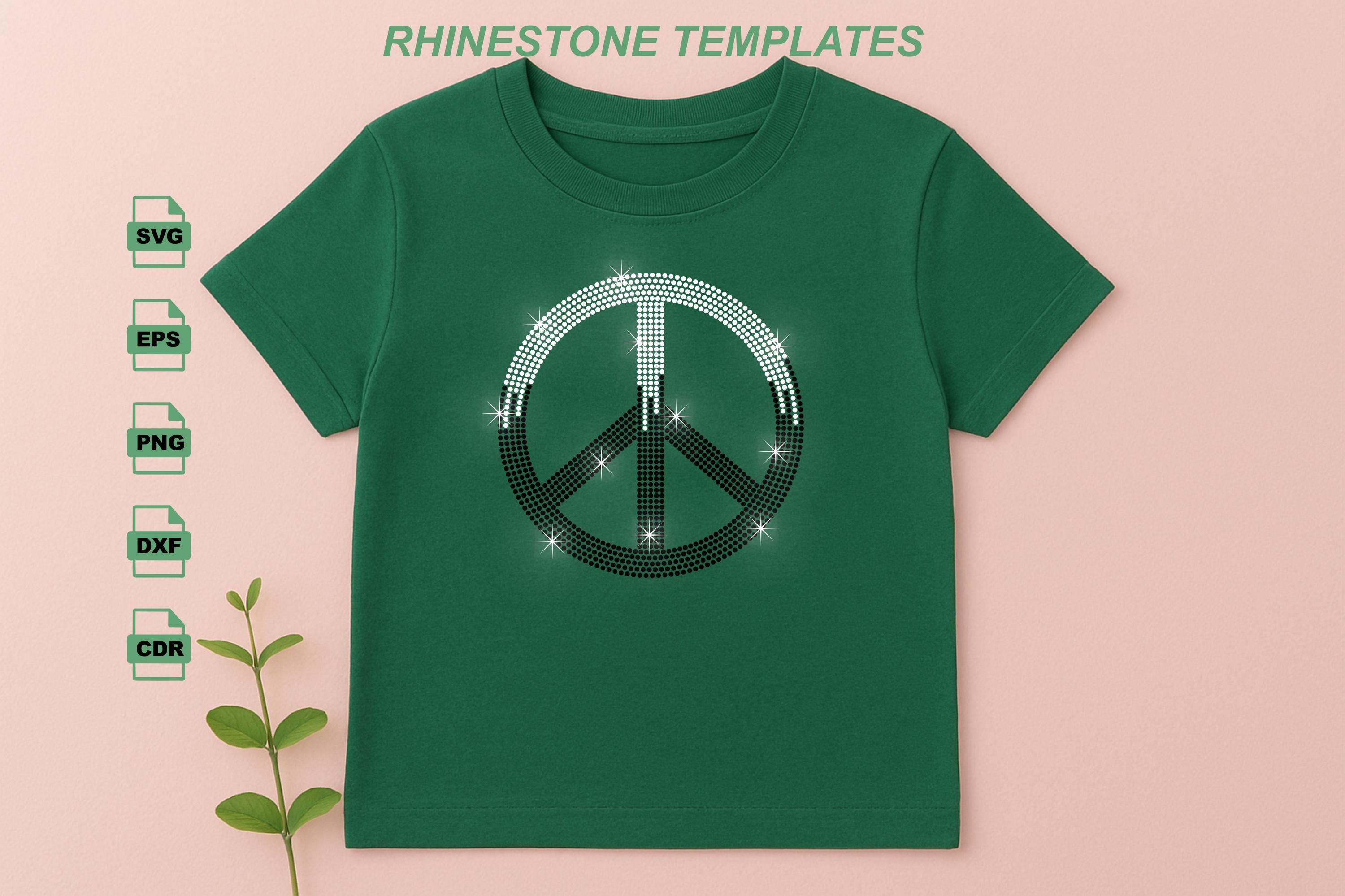 Communication Sign Rinstone Peace Sign Rhinestone SVG, SS10 Two Tone Template, Minimal Boho Design ...
