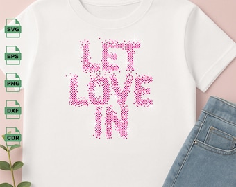 Love Rhinestone-sjabloon SVG: opstrijktransfer, Cricut Cut-bestand