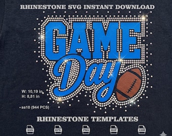 Game Day Football Rhinestone SVG Design - Varsity Lettering Bling Template for Cricut & HTV