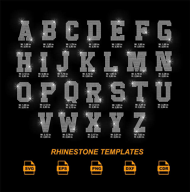 Rhinestone Alphabet SVG | SS10 Letter Bling Template | Rhinestone Font ...