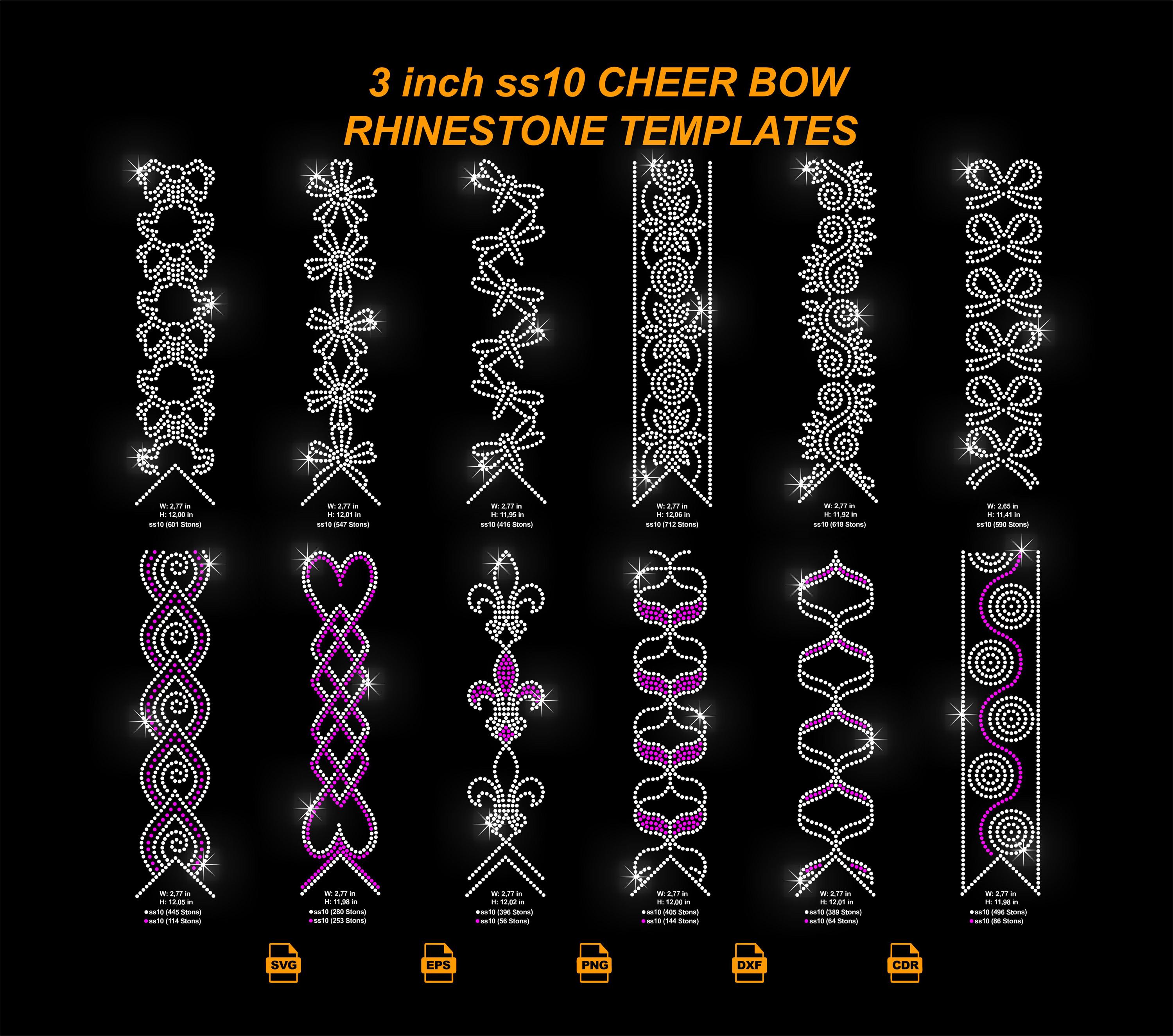 SS10 Rhinestone Cheer Bow Template Bundle (SVG DXF PNG) Etsy
