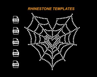 Modello SVG a forma di cuore di ragno con strass: trasferibile termoadesivo (download digitale)