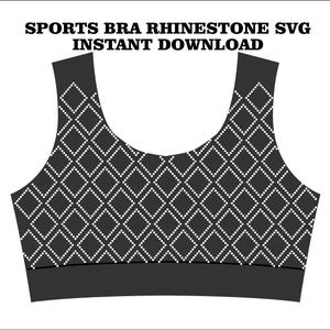 Rhinestone Sports Bra SVG, Lattice Crop Top Diamond Grid Hotfix Template Activewear