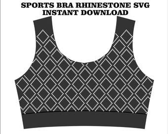 Rhinestone Sports Bra SVG, Lattice Crop Top Diamond Grid Hotfix Template Activewear