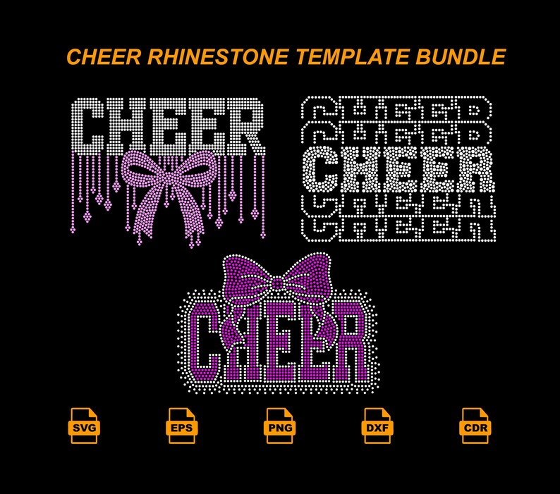 Cheer Rhinestone Template Bundle, Cheer SVG for Cricut, Cheerleading ...