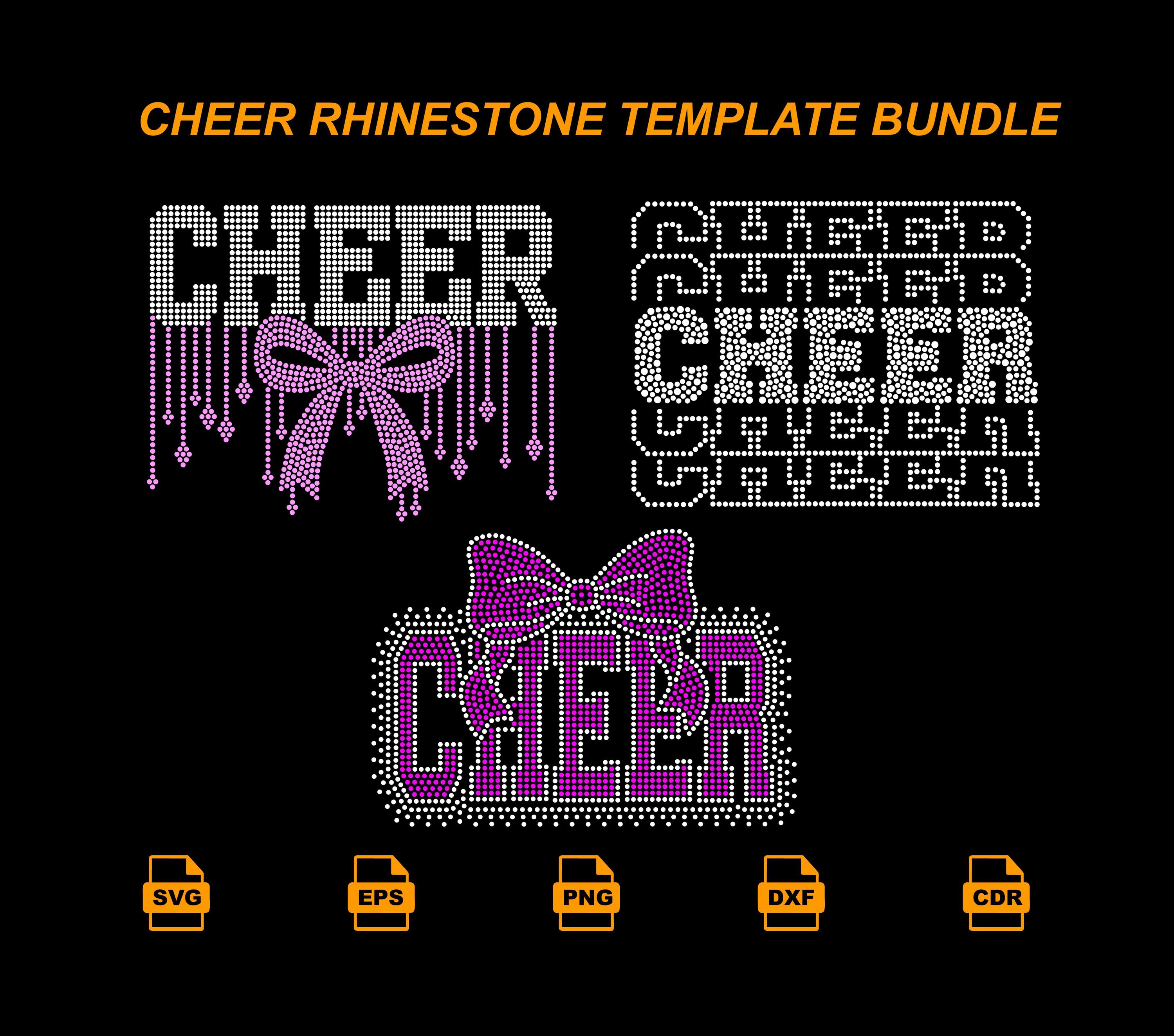 Cheer Rhinestone Template Bundle, Cheer SVG for Cricut, Cheerleading ...