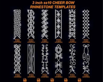 Cheer Bow Template SVG, 3 Inch ss10 Rhinestone Bow Bundle Cricut File