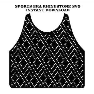 Sports Bra Rhinestone Template SVG, Diamond Lattice Crop Top Shirt Vector