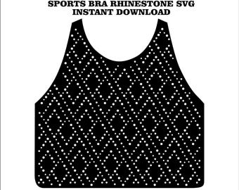 Sports Bra Rhinestone Template SVG, Diamond Lattice Crop Top Shirt Vector