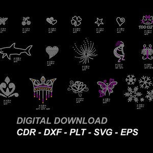 Rhinestone Iron On Transfer: Flower, Star, Heart, Butterfly, Snow (Digital Download)