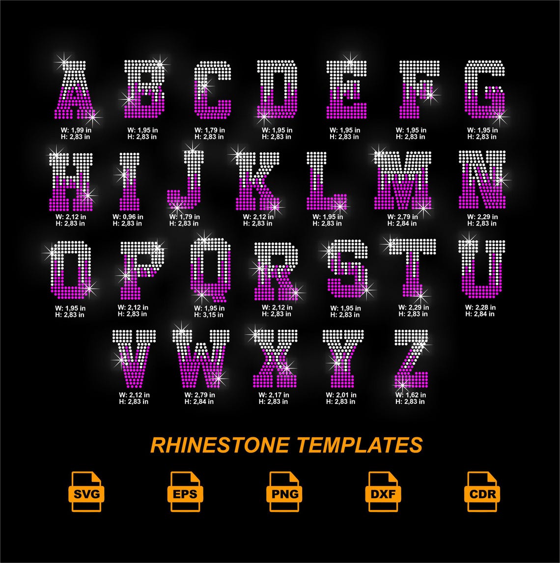 Rhinestone Alphabet SVG | SS10 Letter Bling Template | Rhinestone Font ...