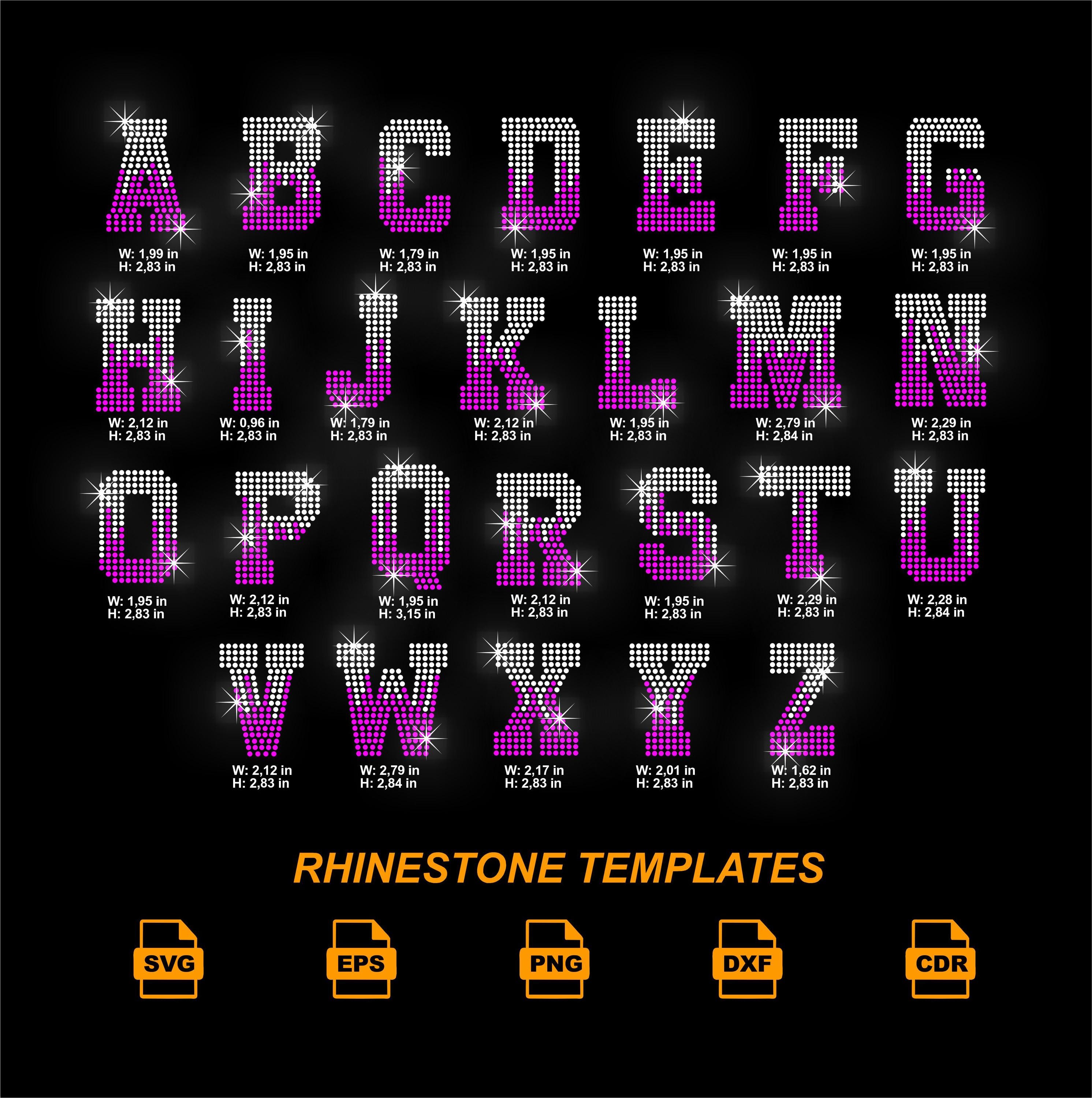 Rhinestone Alphabet SVG | SS10 Letter Bling Template | Rhinestone Font ...