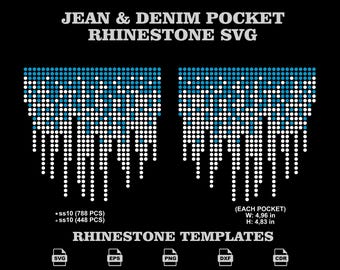 Jean & Denim Pocket Rhinestone Template SVG, Dripping Crystal Shorts Vector