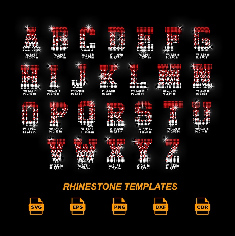 Rhinestone Alphabet Letters SVG | SS10 Bling Font Set | Sports Cheer ...