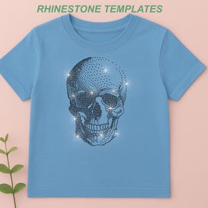 Skull rhinestone pattern. Scatter skeleton head template. iron on transfer