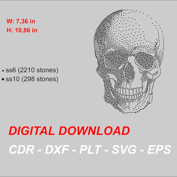 Skull rhinestone pattern. Scatter skeleton head template.