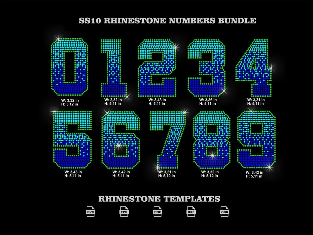 Rhinestone Numbers SVG Bundle, Varsity Athletic Sports Jersey Apparel ...