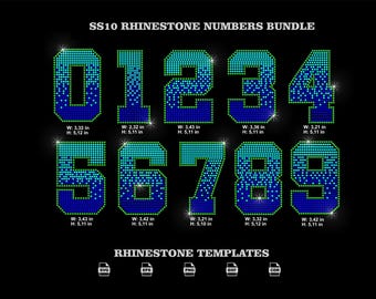 Rhinestone Numbers SVG Bundle, Varsity Athletic Sports Jersey Apparel Downloadable Template (Digital Download)