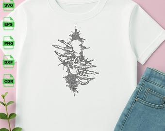 Una calavera de la oscuridad Plantilla de diamantes de imitación: Transferencia termoadhesiva, SS6 SVG (Descarga digital)