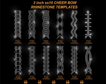 3 Inch SS10 Cheer Bow Rhinestone Templates Bundle (svg, dxf, eps, png, cdr)