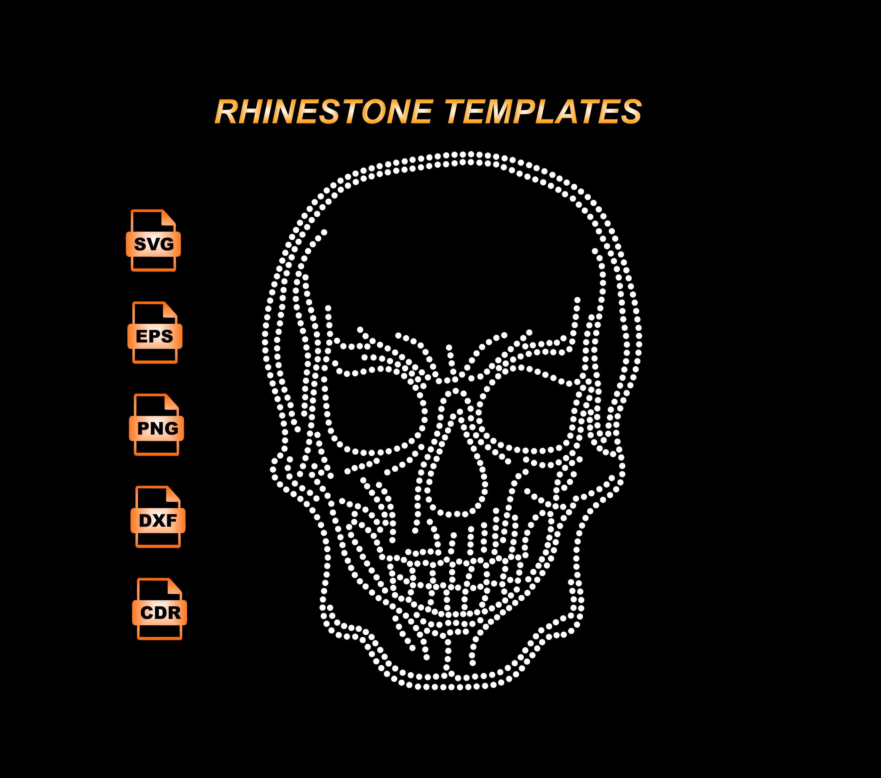 Skull Rhinestone Transfer Skull Rhinestone Template: Iron-on Transfer, SS10 SVG (digital Download ...