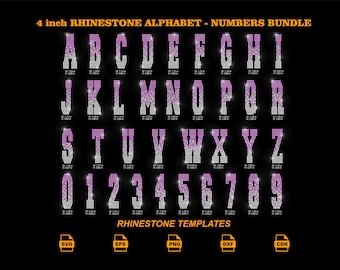 Rhinestone Alphabet SVG Bundle, Sparkle Letters & Numbers for Shirts, Bling Font Cricut Template