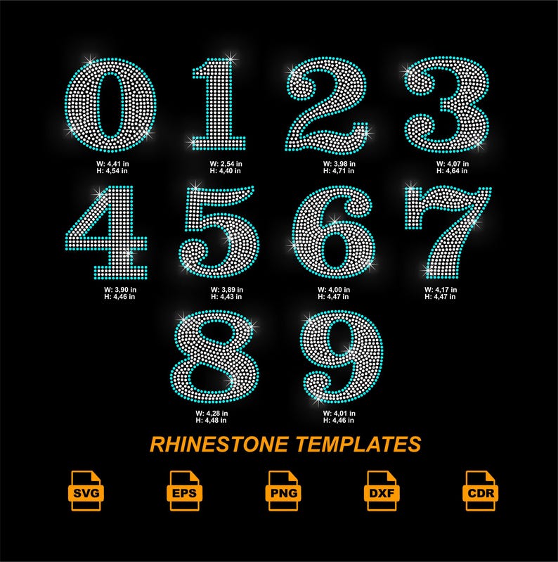 Rhinestone Numbers SVG 0-9 | Bling Number Set | Cricut Silhouette ...