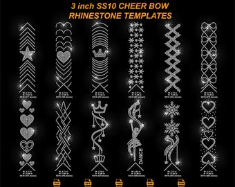 Cheer Bow Template SVG, 3 Inch ss10 Rhinestone Bow Designs for Cricut