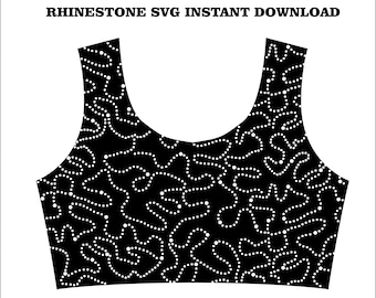 Rhinestone Sports Bra SVG, Abstract Swirl Crop Top Maze Hotfix Template Activewear