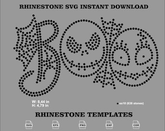Rhinestone Spooky Halloween SVG, Skeleton Spiderweb Boo Apparel Downloadable Template Pack