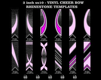 12 Pack Hybrid Vinyl and SS10 Rhinestone V Tail Cheer Bow SVG Bundle, EPS
