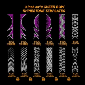 Strassstreifen-Vorlagen für Cheerleader-Schleifen • ss10, 3 Zoll (SVG DXF EPS)