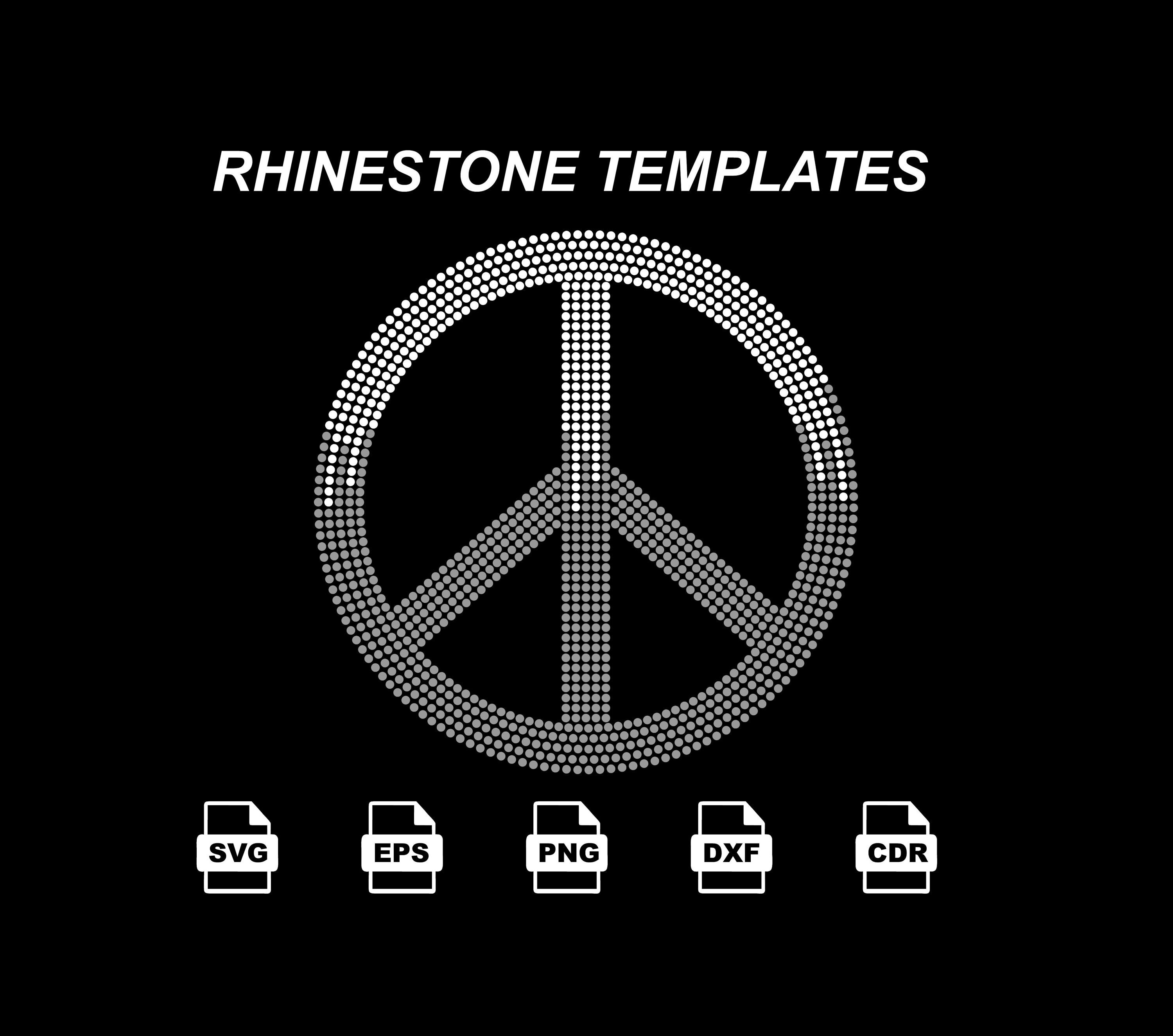 Communication Sign Rinstone Peace Sign Rhinestone SVG, SS10 Two Tone Template, Minimal Boho Design ...