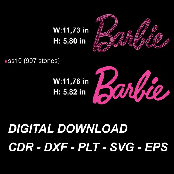 Barbie rhinestone template. ss10 Barbie. SVG - CDR - DXF digital download.