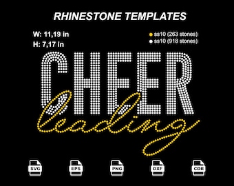Cheerleading Rhinestone SVG Template for Shirts, Hotfix Cheer Bling File