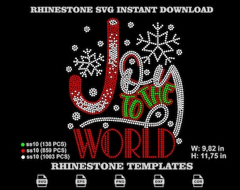 Joy To The World Christmas Rhinestone SVG, Holiday Snowflake SS10 Cut File