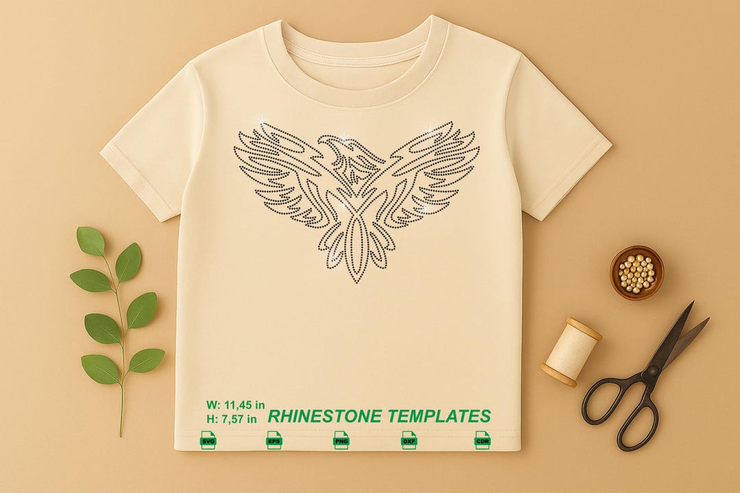 Eagle Rhinestone Template SVG | SS6 Hotfix Eagle Wings Design ...