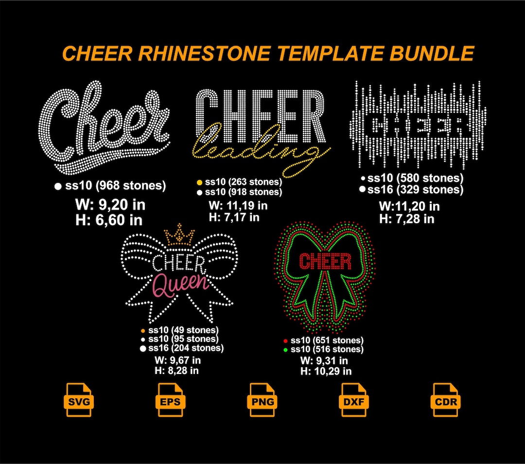 Cheer Rhinestone Template Bundle, Cheer Bow SVG for Cricut ...