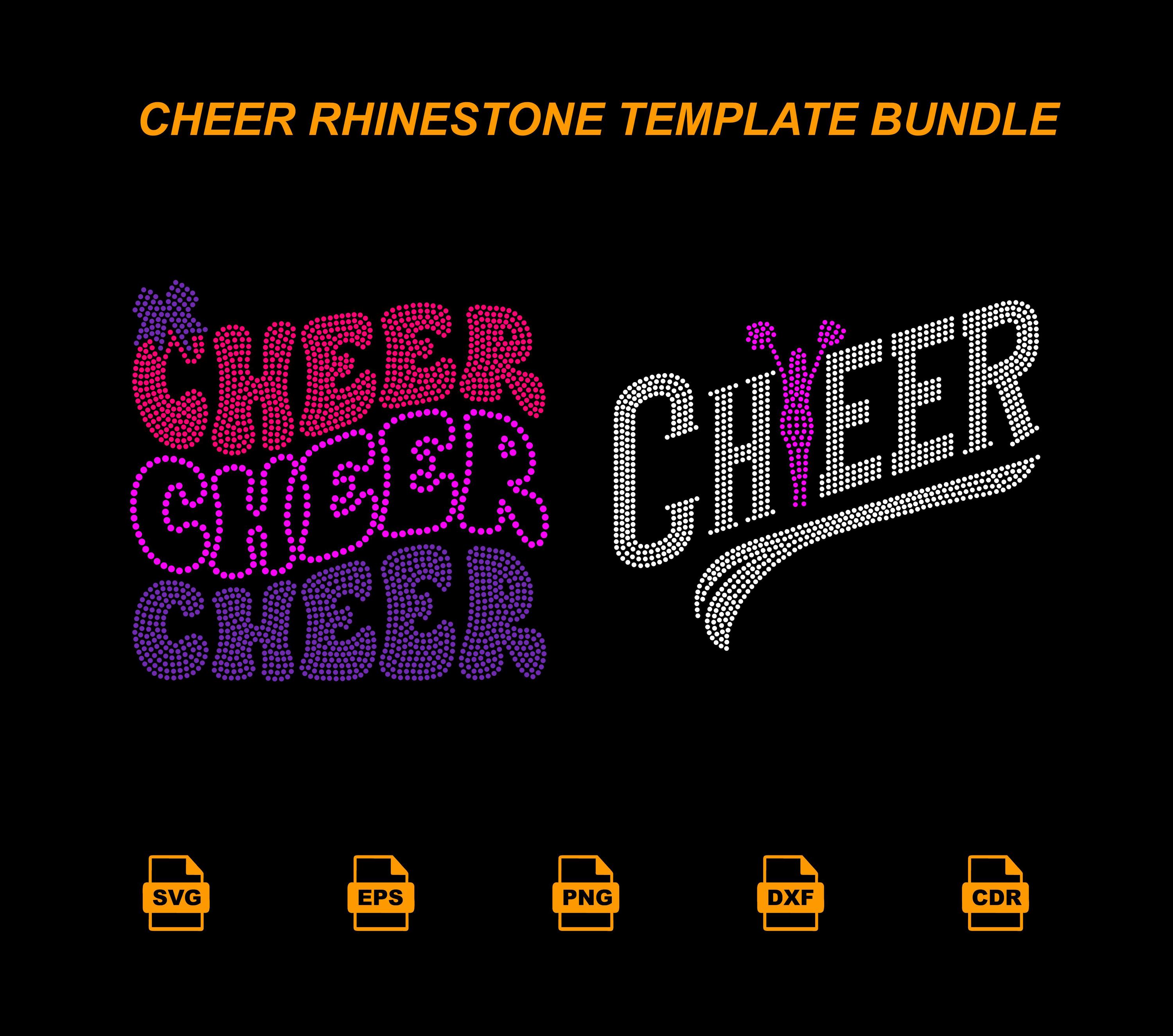 Cheer Rhinestone Template Bundle, Cheer SVG for Cricut, Cheerleading ...
