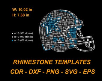 Football Helmet Rhinestone SVG Blue Star Sports Template SS10 Bling Design Digital Download