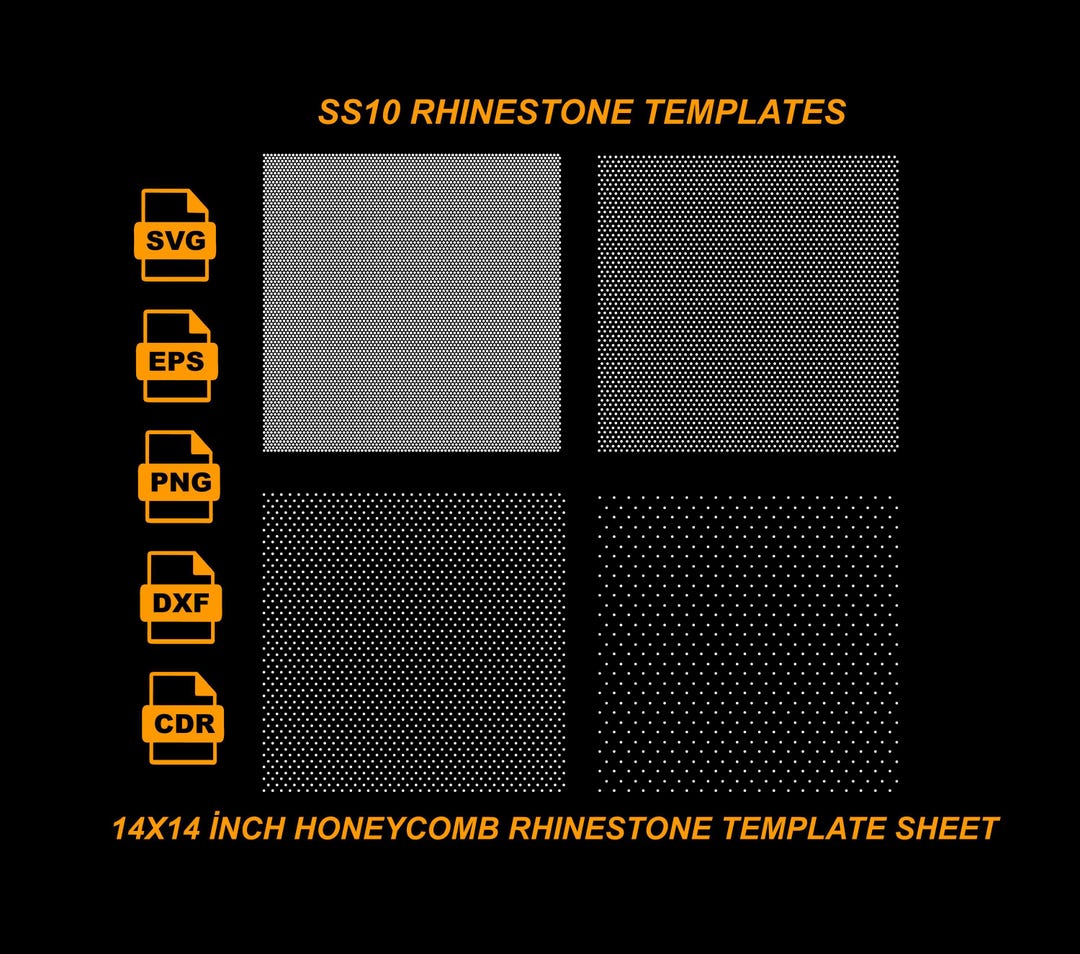 14x14 İnch Ss10 Honeycomb Rhinestone Template Sheet. Iron on Transfer ...