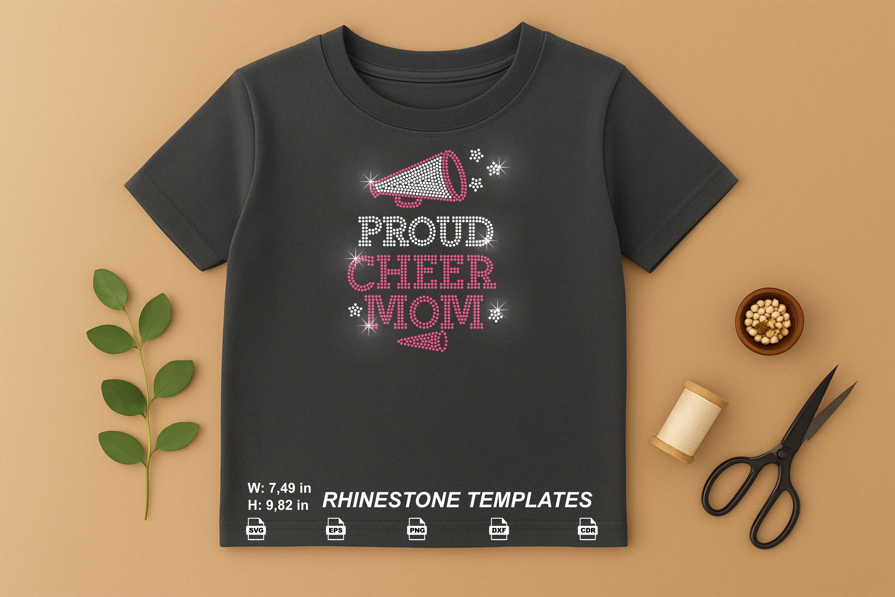Proud Cheer Mom Rhinestone Template | SS10 Hotfix Design (digital ...