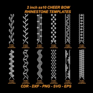 Cheer Bow Rhinestone Template Bundle: V-Tail 2&quot; (Digital Download)