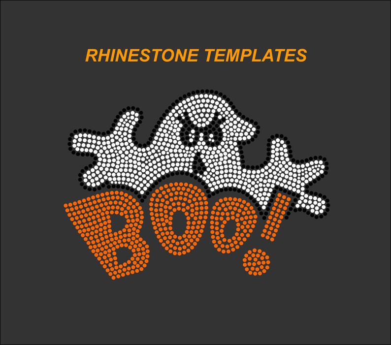 Rhinestone Boo Rhinestone Halloween Ghost Boo SVG Template - Iron on Transfer (digital ...