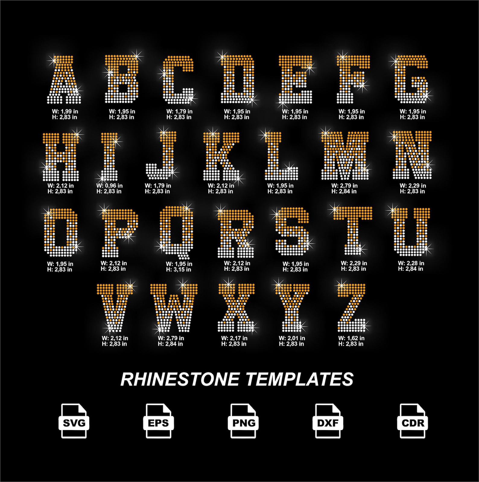Bling Lettering Rhinestone Alphabet Letters SVG | SS10 Bling Font Set | Sports Cheer ...