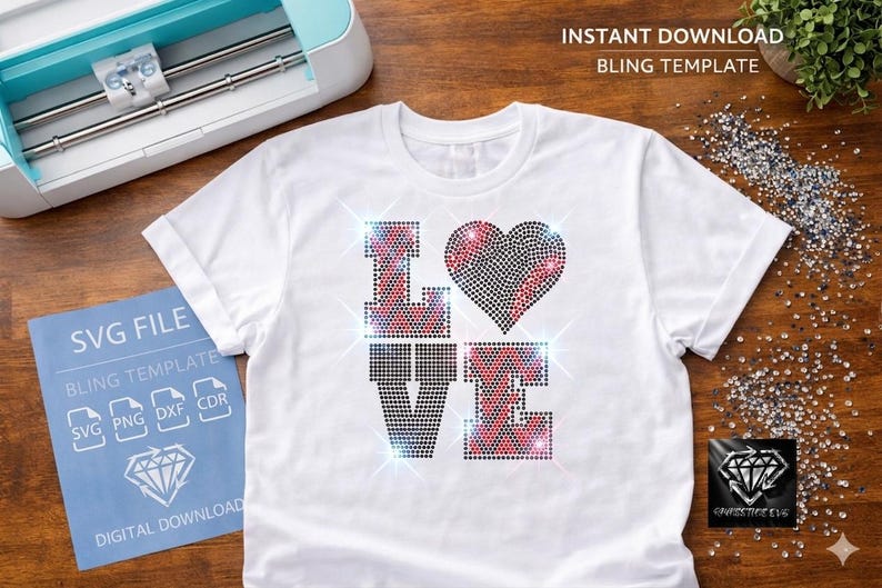 Baseball Love Rhinestone Template, Game Day Heart Design, Sports Bling ...