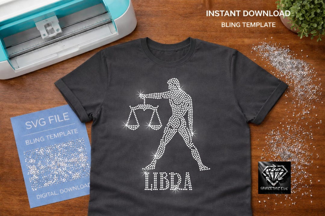 Libra Rhinestone Libra Rhinestone SVG, Zodiac Scales SS10 Template, Astrology Bling ...